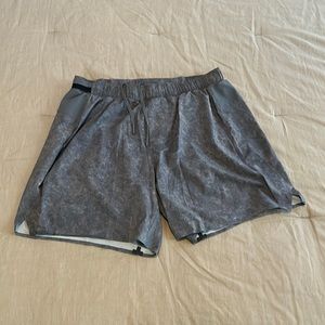 Men’s Lululemon Surge Short. 6” with liner. Color marled grey. Size L